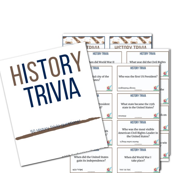 50 History Trivia Questions for Kids | Etsy