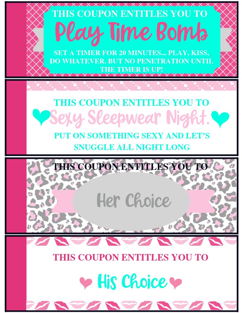 52 Printable Naughty Coupons, Naughty Coupon Book, Sex Coupons, Gifts for Him, Gifts for Her ...