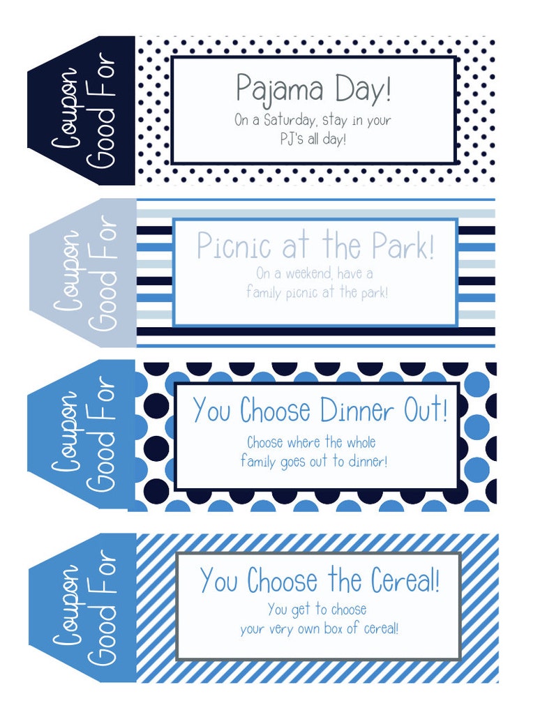 Kids Coupon Book, 39 Printable Coupons for Kids, Gifts for Kids, Gifts ...