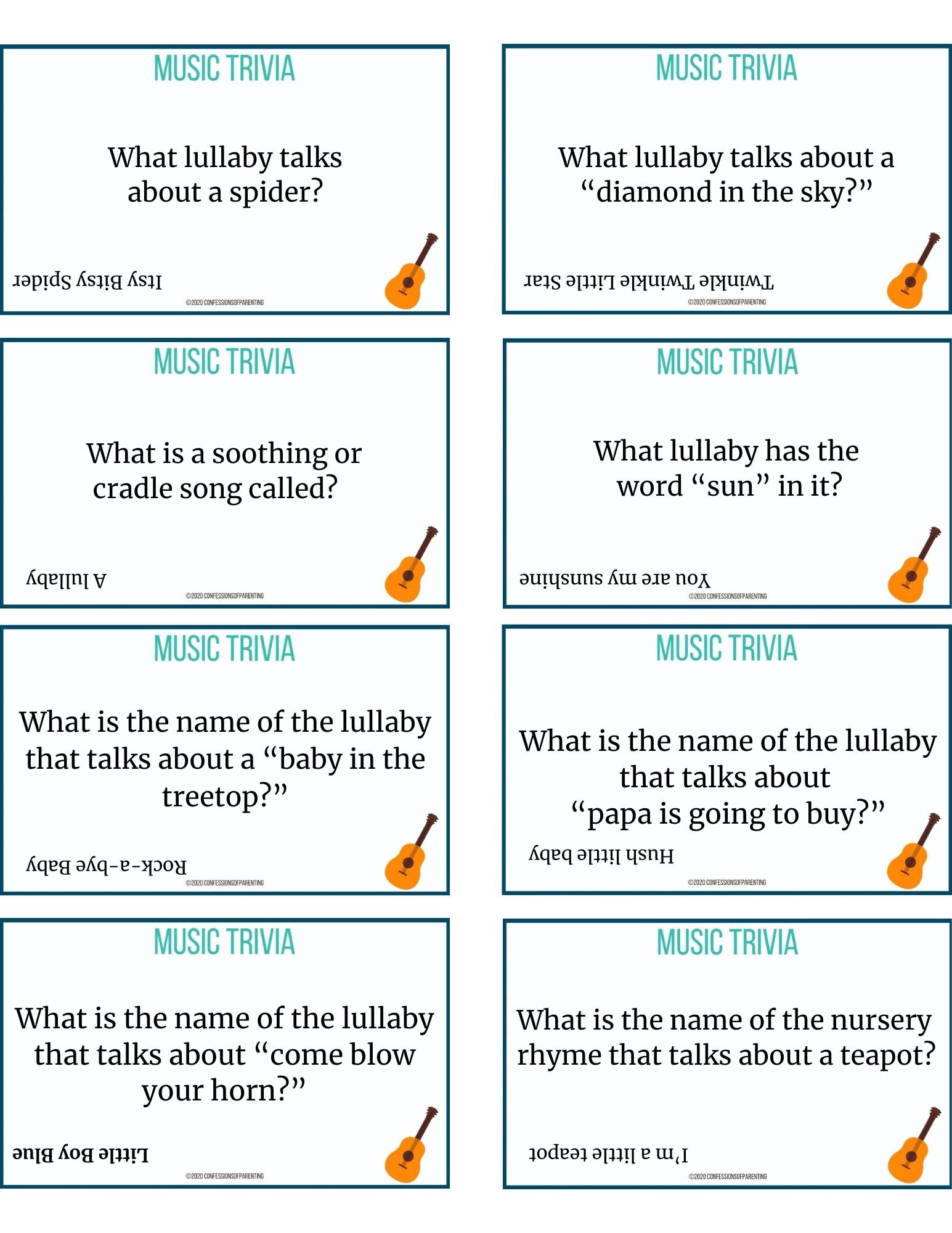 Music Trivia, Trivia for Kids, Printable Trivia for Kids, Digital