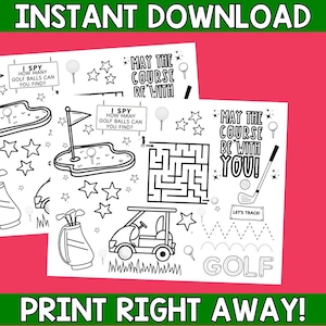 Golf Activity Placemat | Golf Birthday Party Placemat | Golf Party Favor Printable | Kids Activity Sheet | Party Printable | Kids Game Sheet