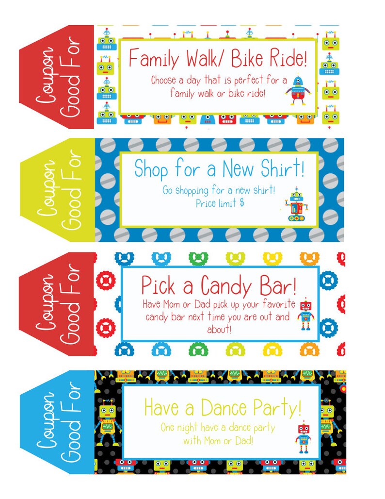 Kids Coupon Book, 39 Printable Coupons for Kids, Gifts for Kids, Gifts ...