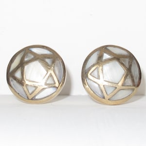 Star Inlay Mother of Pearl Decorative Knob - Furniture Hardware - Furniture Pull - Hand Made - Price is per knob