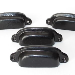 Classic Black and Brass Cup Pulls - Decorative Handles - Cast Iron Cup Handles - Price is per knob