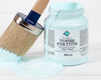 May include: A 500 ml jar of light blue paint with the label "Jennylyn's Tones for Tots Natural Nursery Little Teapot" and a paintbrush with a wooden handle.