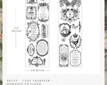 Romance en Fleur Luxe small Rub-On Decor Transfer - 2 Sheets - each 3.5" x 11.5"
