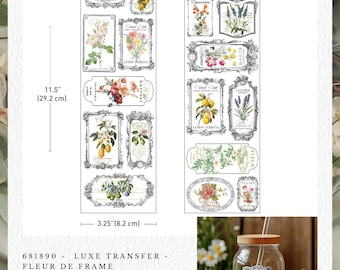 Fleur de Frame Luxe small Rub-On Decor Transfer - 2 Sheets - each 3.5" x 11.5"