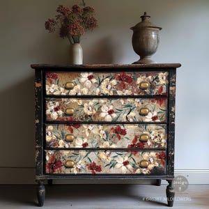 Transfert de meubles de décoration refonte de fleurs sauvages - Dimensions totales de la feuille 24 x 35 po ; Transfert de décoration d'intérieur bricolage ; Dérouler les meubles ; Fournitures techniques mixtes