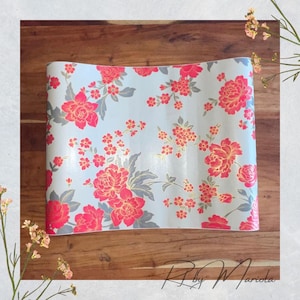 Peonia rossa e oro vintage - Sfondo marrone chiaro - Rivestimento autoadesivo per cassetti - Carta decorativa - Rivestimento per armadi - Rivestimento per scaffali - Stacca e attacca