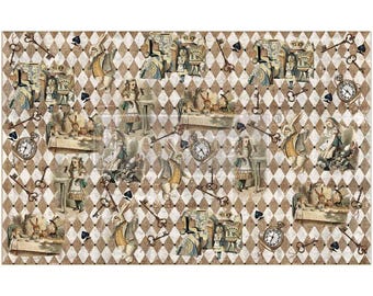 Mad Hatter's Muse - Alice in Wonderland Decoupagepapier: grillig herontwerp van meubels (19,5 x 30 inch)