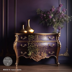 Manor Swirles Goldfolie Kacha Transferfolie - Redesign Decor reiben auf Transfer - Möbeltransfer - 2 Bogen - je 45 cm x 61 cm