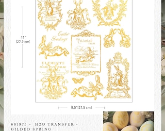 Gilded Spring Water Transfer: Floral Furniture Decals (1 Sheet 8.5" x 11")