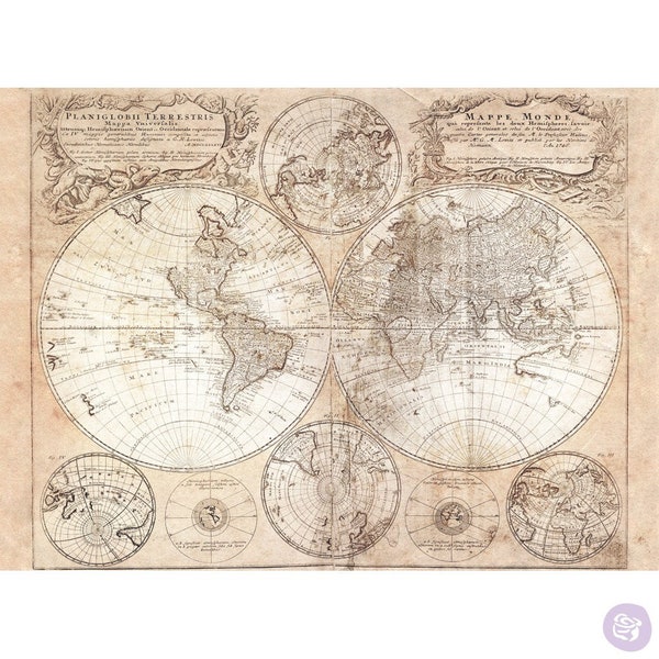 Old World Transfer - Redesign Transfer by Prima. Rub on transfer; furniture transfer - World Map Transfer