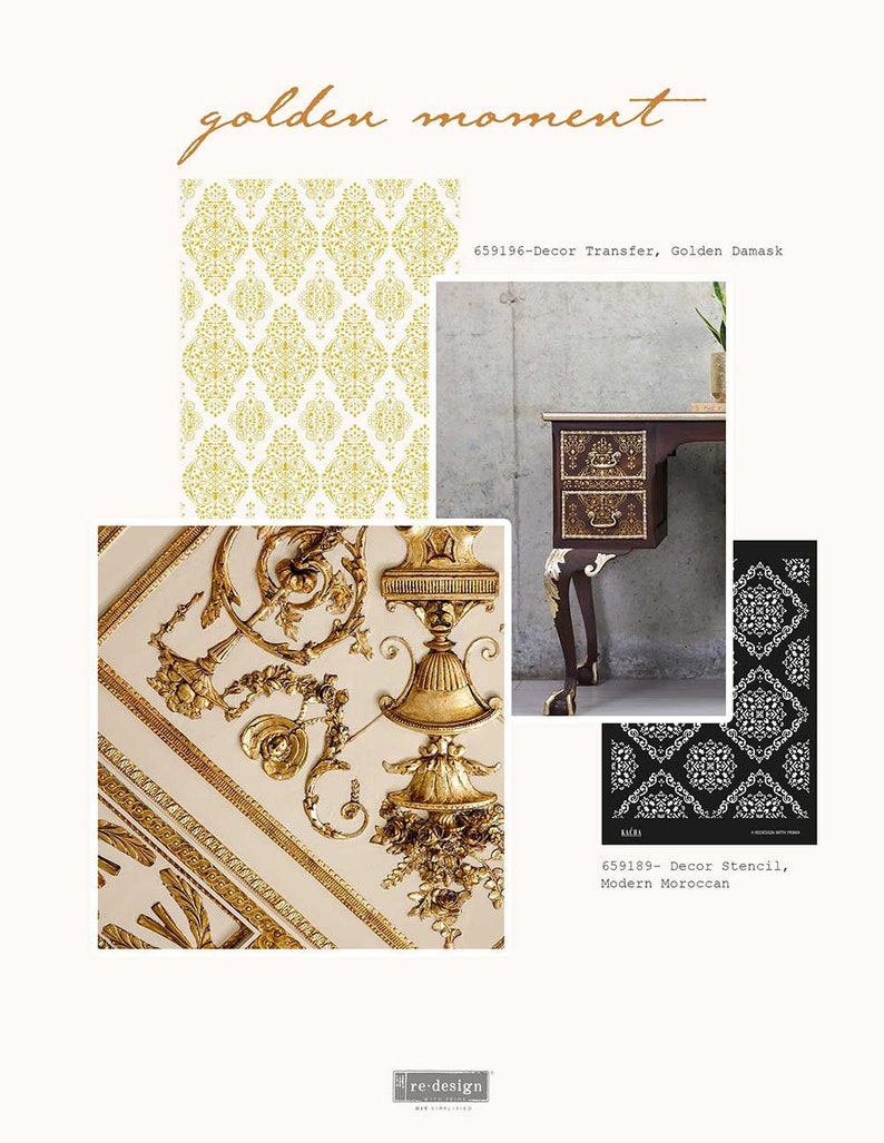 Kacha Gold Damask Decor Transfer Redesign Transfer Etsy Canada