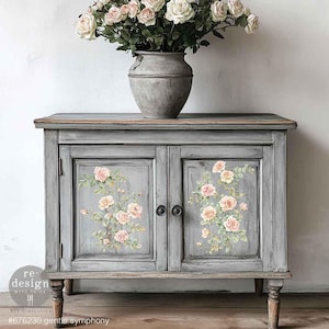 Gentle Symphony Middy Transfer -Redesign rub on Transfer -Furniture redesign Transfer - DIY Sullies - Pink Rose Transfer