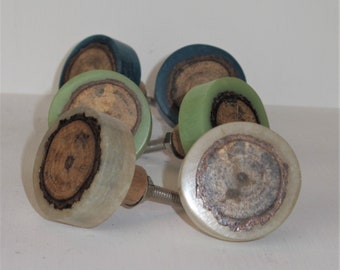 Tirador decorativo de resina y nudo de madera - Tirador de tocador - Verde claro - Azul pizarra - Tirador blanco