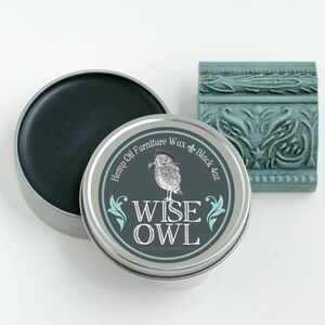 Wax by Wise Owl - Cire pour meubles noire - Cire de noyer noire - Cire transparente pour récipients en étain de 8 oz et 4 oz