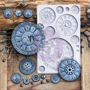 Clock Faces Finnabair Decor Mixed Media Mould - 5" x 8" Furniture Decor Mould