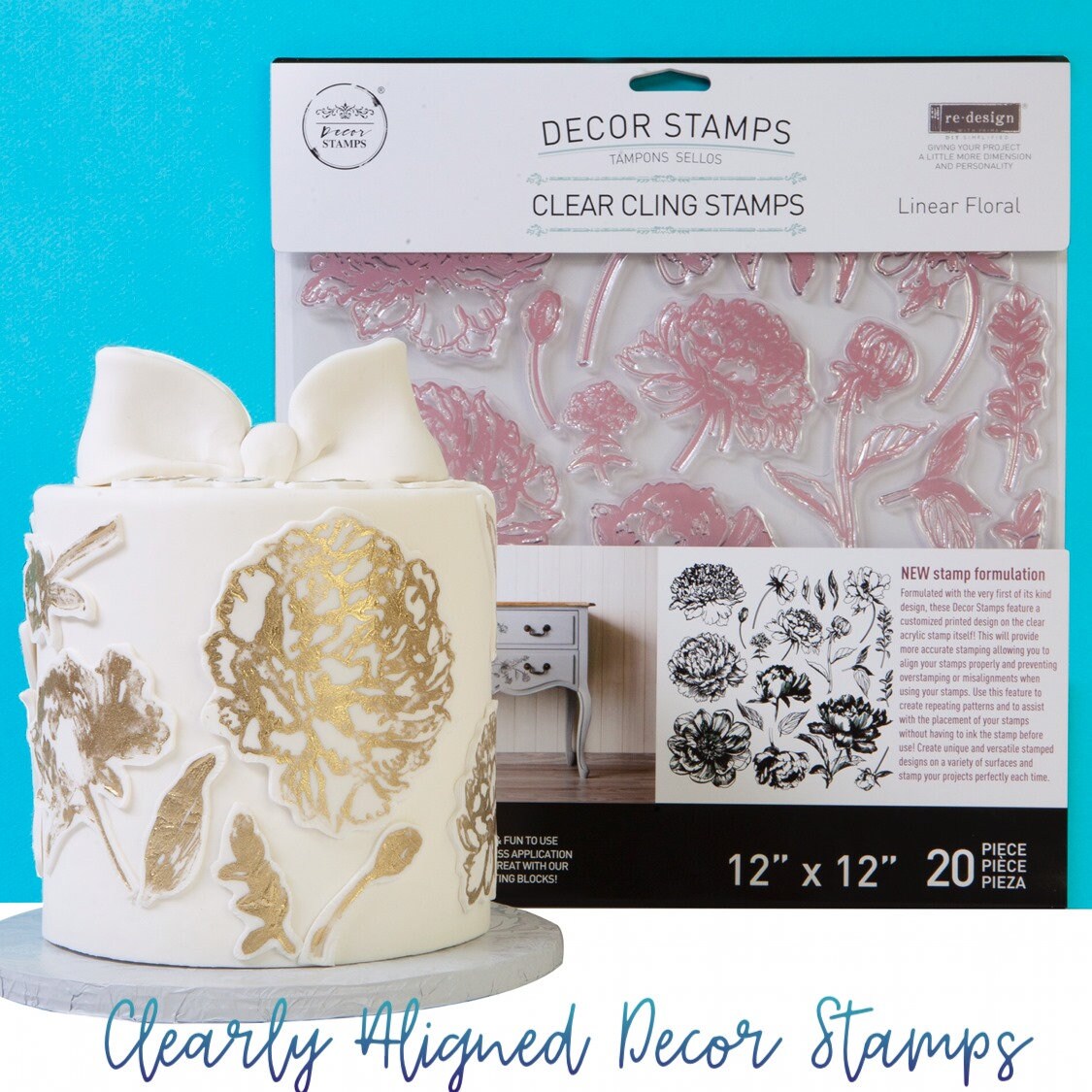 Stamps Linear Floral Redesign Decor ClearCling Stamp Etsy