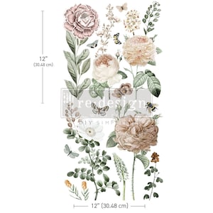 An Afternoon in the Garden Maxi Transfer, Rub on Transfer, Furniture redesign Transfer - 2 sheets - 12" x 12" teach sheet size, DIY Supplies