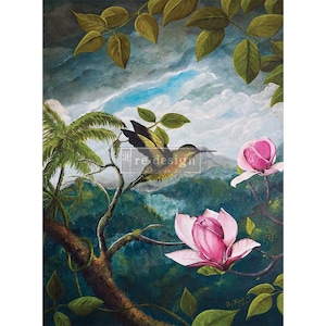 BAISSE DE PRIX - Papier pour découpage Spring Magnolia A1 - Papier pour découpage redesign - Papier pour découpage pour meubles - Papier de soie -1 feuilles -23,4 x 33,1 pouces