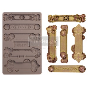 Steampunk Plates Mould - reDesign Furniture Decor Mould - 5" x 8"