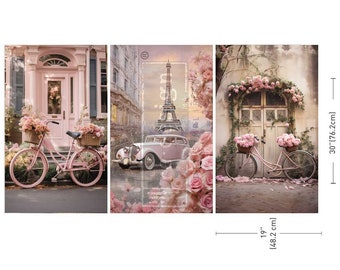 Parisian Bloom Heaven- 3 pack Decoupage Decor Tissue Paper - Redesign Decoupage Paper - 19.5" x 30" each sheet - Limited Edition