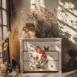 Meraviglioso floreale - Trasferimento di immagini a sfregamento - Trasferimento di decorazioni per mobili, decorazioni per la casa, trasferimento di tecniche miste, forniture artigianali
