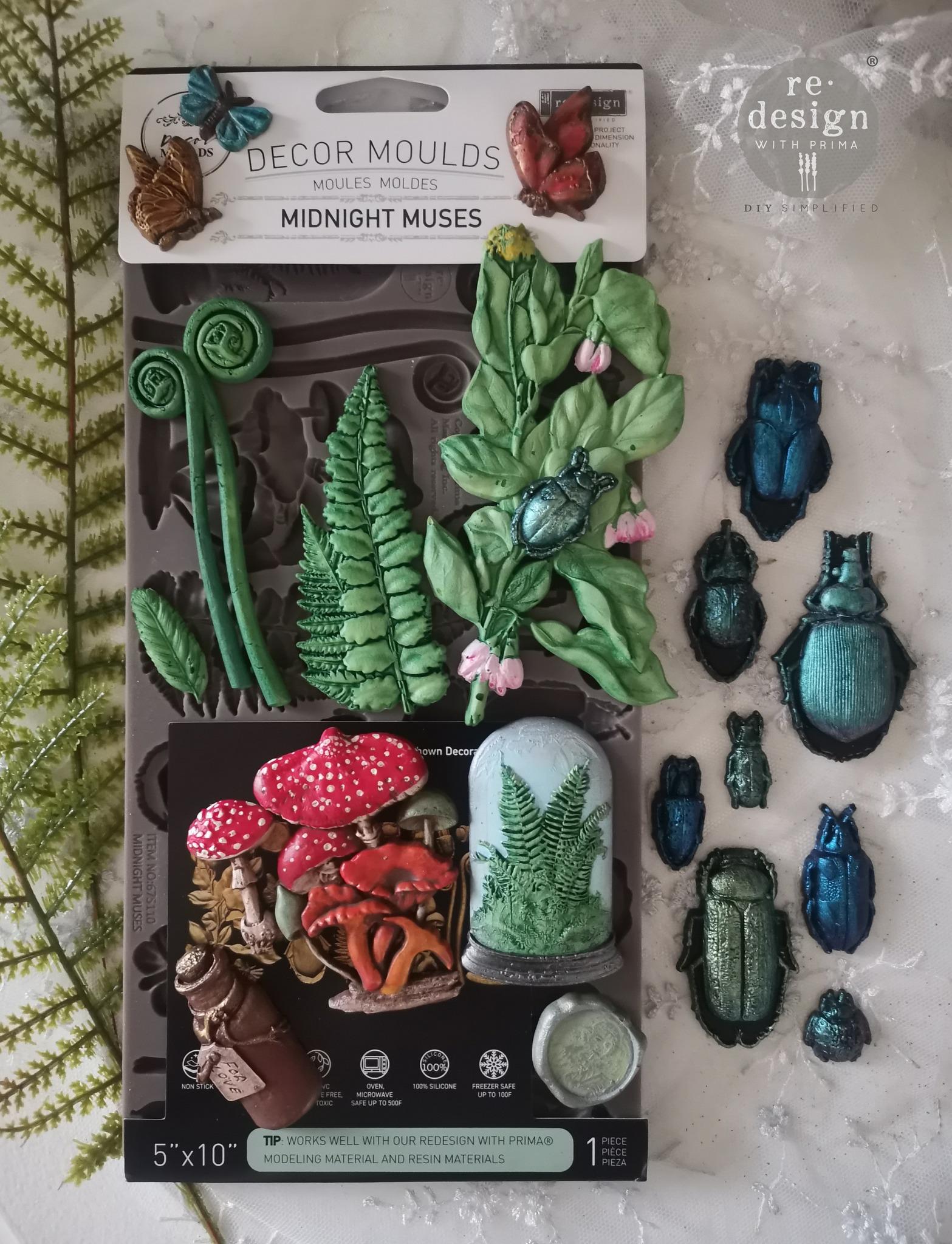 Midnight Muse Decor Mould: Beetles, Mushrooms, Ferns - 5