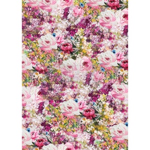 Papier de riz Moonlight Garden - Fuchsia Meadow - Floral & Dream - Décoration revisitée Papier de riz - 11,5 po. X 16,25 po. 1 feuille par motif