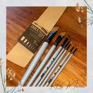 Penselset med platt spets: Finnabair-penslar - Akryl, Canvas och Möbel (7 delar)