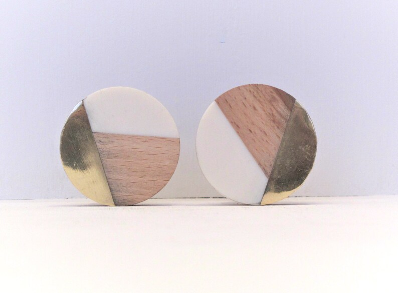 Blue Resin Wood Gold Knob White Resin Wood Gold Decorative Knob Dresser Pull
