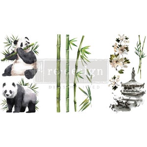 Sweet Panda Small Decor Transfer - Herontwerp kleine transfer - Meubeldecortransfer - 3 vellen, elk 6" x 12"