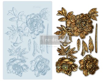 Wilderness Rose Redesign Mould - Redesign Decor Mould - Furniture Accent Mould - Mixed Media Decor Mould - 5&quot; x 8&quot;