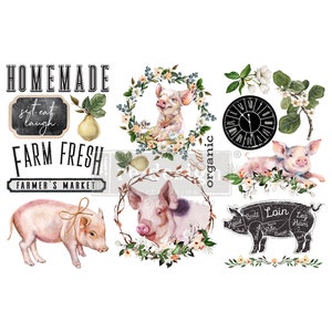 Farm Fresh - reDesign Decor Transfer - Furniture Transfer - rub on image transfer - 3 sheets 6" x 12" - Rub on Transfer for Furniture