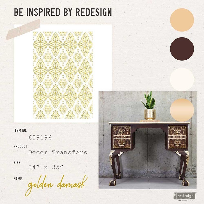 Kacha Gold Damask Decor Transfer Redesign Transfer Etsy Canada