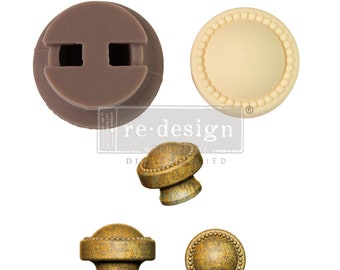 Pearl Inlay Knob Mould - CeCe Knob Mould - Silicone Hardwear Mould - Food Mould - 1 knob - Includes Hardware