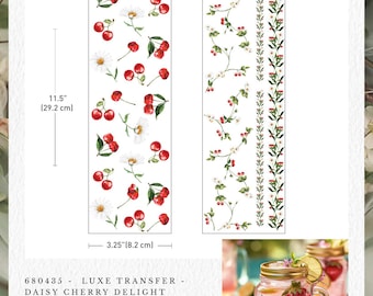 Daisy Cherry Delight Luxe small Rub-On Decor Transfer - 2 Sheets - each 3.5" x 11.5"