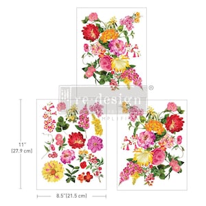 Sunny Glow Middy Redesign Decor Transfer - Rub on Decor Image - Decor Furniture Transfer - 3 sheets 8.5&quot; x 11&quot; - DIY Supplies - Home Decor