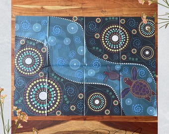 Turtles Swimming Decoupage Paper - Mint by Michelle - A1 Size