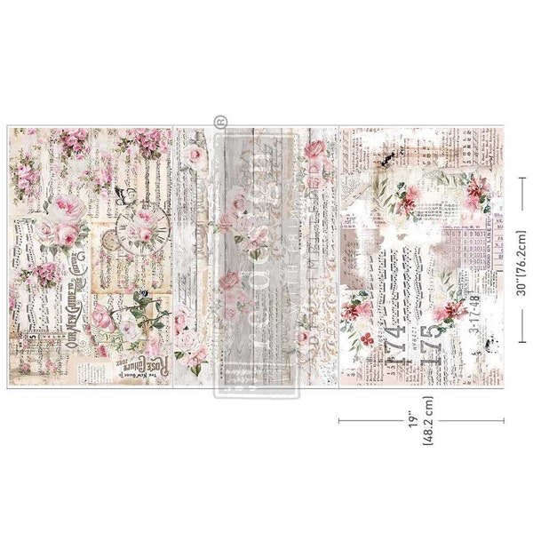 LIMITED EDITION Shabby Chic Sheets - 3 pack Decoupage Decor Tissue Paper - Redesign Decoupage Paper - 19.5" x 30" each sheet