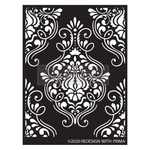 Flourish Emblem Plastic reDesign Decor Stencil - Furniture Stencil - Wall Stencil - 9in x 13.5in