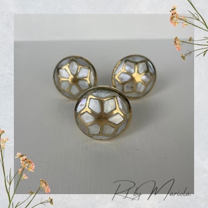 Mother of Pearl Gold Knob - Furniture Hardware - Dresser Pull - Decorative Dresser Pull - Cupboard Hardware - Price is per knob