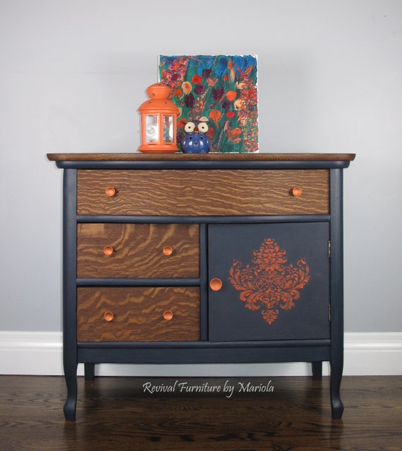 Wash Stand Low Dresser Refinished Solid Tiger Wood Dresser Etsy