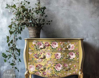 Sinfonia di Fiori Rosati - Trasferimento per Mobili: Decorazione Floreale Fai da Te di Grandi Dimensioni