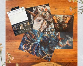 Royal Blue Steampunk Animal Decoupage Paper: A3 Set - Prima Redesign