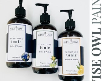 Furniture Tonic by Wise Owl - Liquid Salve - Rejuvenates Wood - Paint Sealer 16oz Glass Bottles