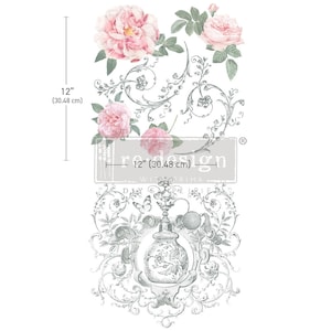 Odeur de Rose Maxi Transfer - Rub on Transfer - Furniture redesign Transfer - 2 sheets - 12" x 12" each sheet, DIY Supplies, Home Decor