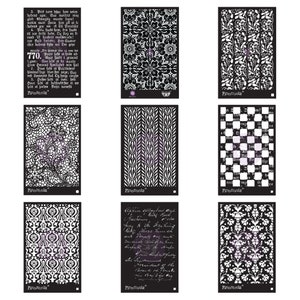 Plantillas pequeñas Finnabair - Plantillas para decoración de muebles - Plantillas de técnica mixta - Plantillas individuales de 15 x 23 cm cada una
