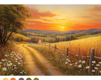 Sunset Haven - reDesign Fibre Paper -Furniture decoupage Paper - 1 sheet 11.7" x 16.5"